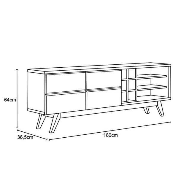 Imagem de Rack Bancada Noronha 1.8 2 Portas para TV de 70” Preto Fosco/Noce Milano - Colibri