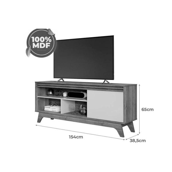 Imagem de Rack Bancada p/TV até 55 pol Grecia 100% MDF c/ Nichos e Pés 154cm Cinamomo/Salvia - Permóbili