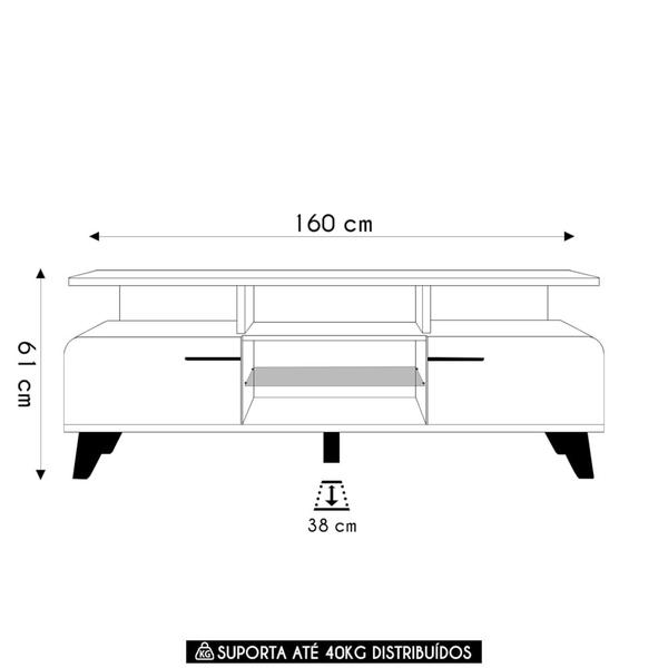 Imagem de Rack Bancada Para TV 60 Pol 160cm Amago H01 Cinamomo/Off - Mpozenato