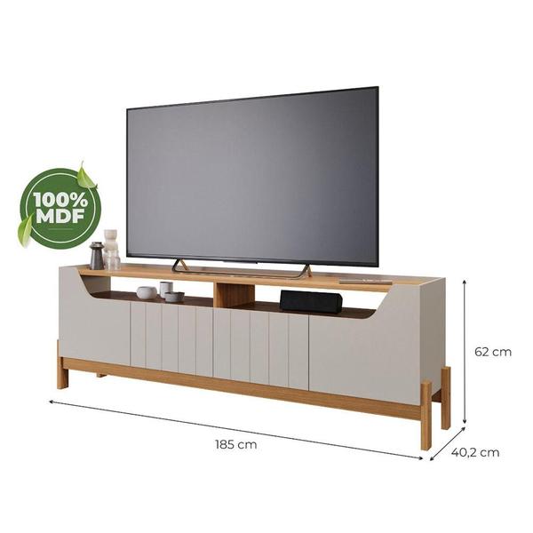 Imagem de Rack Bancada para TV 70" 100% MDF Moema Off White/Nature - Permóbili