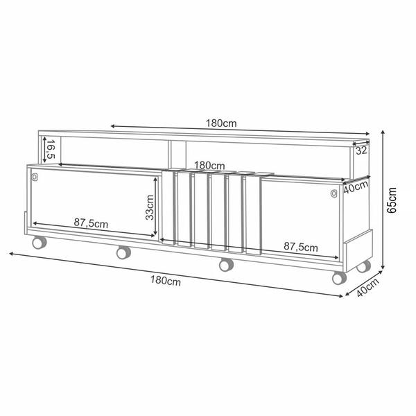 Imagem de Rack Bancada Para TV 70 Pol Com Rodízios Analu H01 Off White/Cinamomo - Mpozenato