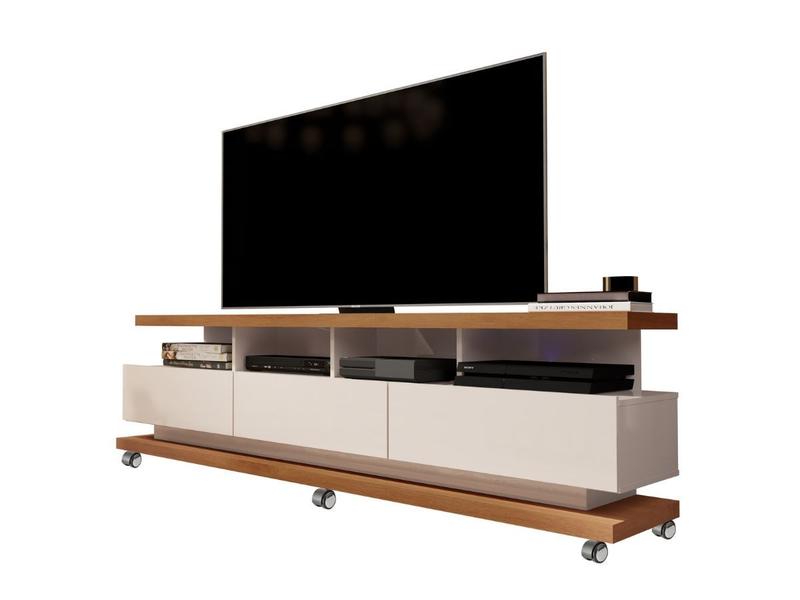 Imagem de Rack Bancada para TV 72" Sala 3 Gavetas Off White/Freijo Vivare New Giga Moveis