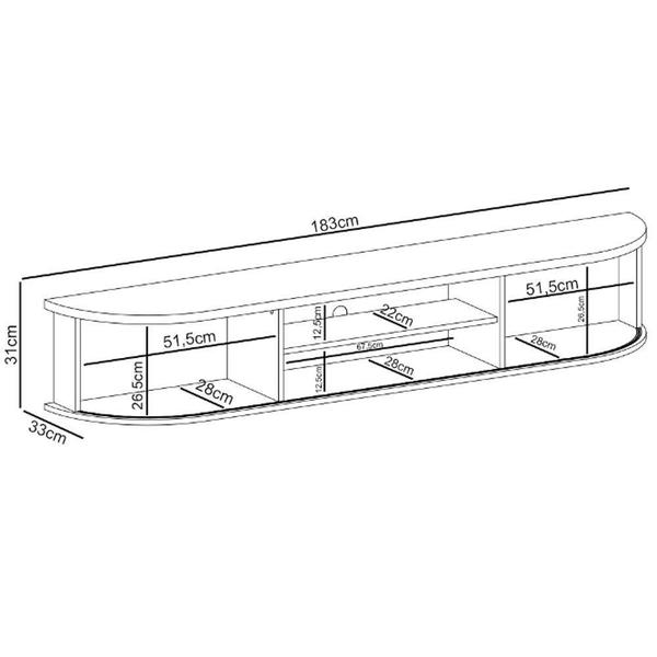 Imagem de Rack Bancada Para Tv 75 Pol Suspenso 183cm Arvin M01 Calacata/off White - Mpozenato