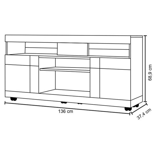 Imagem de Rack Bancada para TV até 55 Polegadas 136cm Yara Noce Milano/Preto Fosco - Colibri