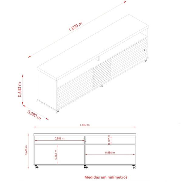 Imagem de Rack Bancada para TV até 65 Polegadas 2 Portas Cross Frizz Madetec