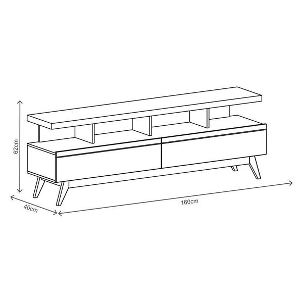 Imagem de Rack Bancada Retrô 1,6m 2 Gavetas para TVs Até 55 Polegadas - Vivare Wood - Off White/Nature