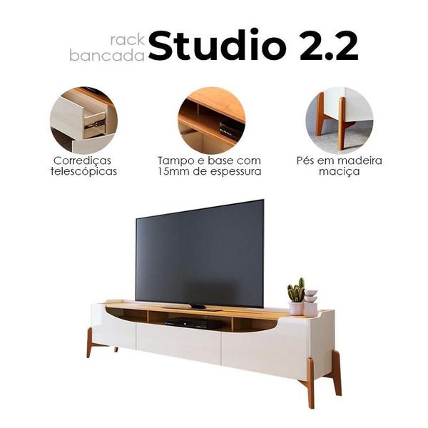 Imagem de Rack Bancada Studio com Painel para TV Loft 2.2 Off White Nature - Imcal