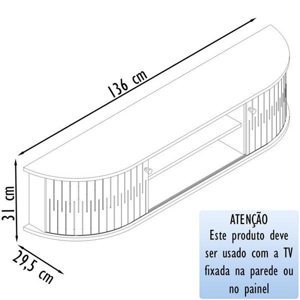 Imagem de Rack Bancada Suspensa 136 cm TV 60 Pol 2881 Calacata Off White MDT