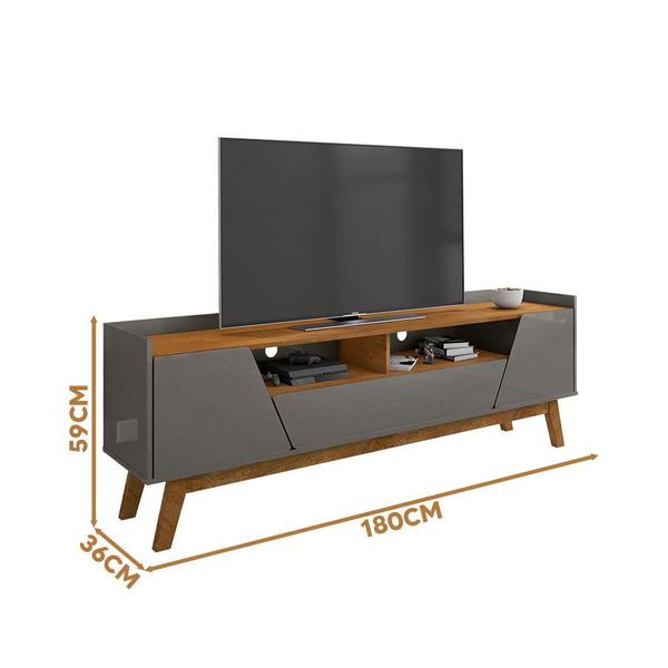 Imagem de Rack Bancada TV Até 70 Polegadas 180 cm 2 Portas 1 Gaveta Titanium Naturalle Flor Shop JM