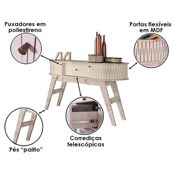 Imagem de Rack Bancada Valência e Aparador Estoril com Mesa de Centro Indianápolis Calacata Off White  Madetec