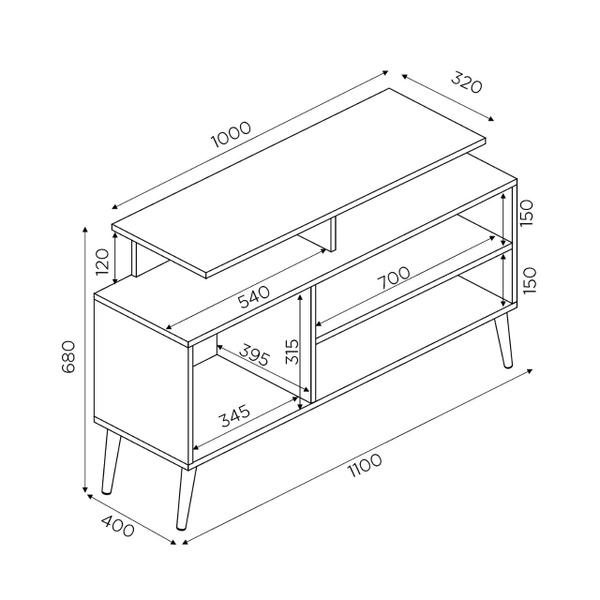 Imagem de Rack Branco Lyon Retrô Para Televisão De 42 Polegadas - Lv Móveis