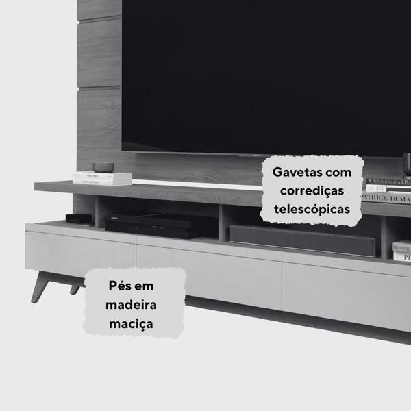 Imagem de Rack C Painel Tv Até 72 Pol. Vivare Wood 1.8 - Pés Madeira