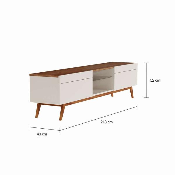 Imagem de Rack Cambridge I 2 GV Off White com Freijó Touch 218 cm