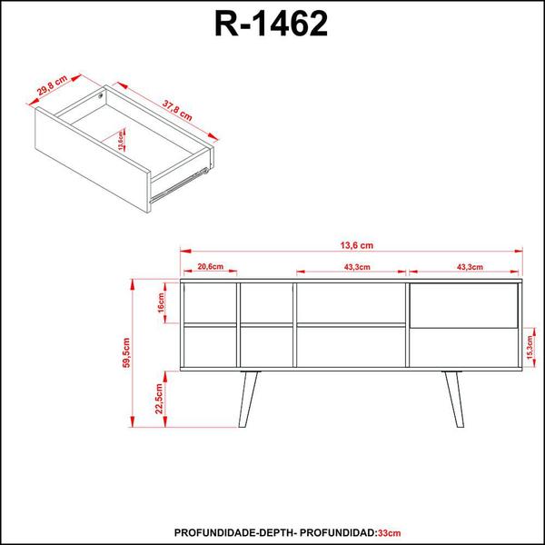 Imagem de Rack com 1 Gaveta Viena TCM Natural