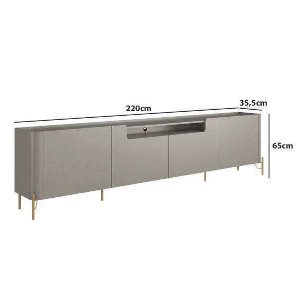 Imagem de Rack com 4 Portas Lisas 220cm para Sala 100% MDF Pés Metal