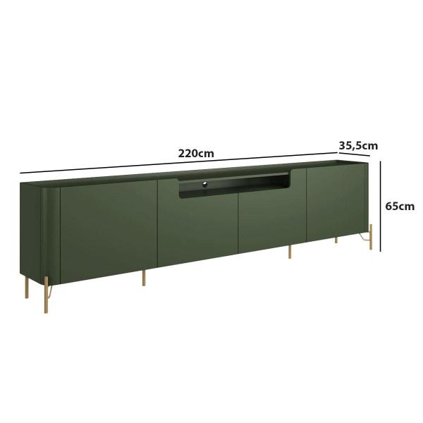 Imagem de Rack com 4 Portas Lisas 220cm para Sala 100% MDF Pés Metal