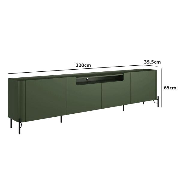 Imagem de Rack com 4 Portas Lisas 220cm para Sala 100% MDF Pés Metal