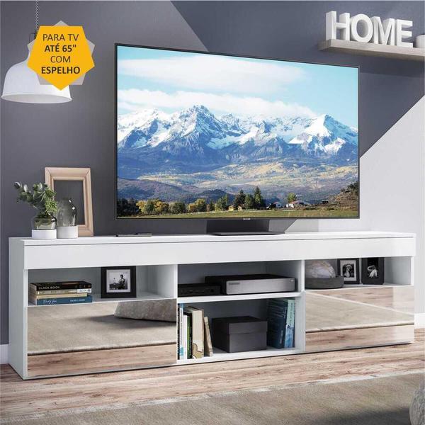 Imagem de Rack com Espelho para TV até 65" Multimóveis Paris FG3329 com 2 Portas Branco