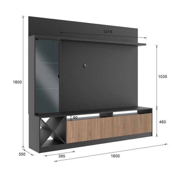 Imagem de Rack com Impressão Ripado Painel para TV até 50 Polegadas Adega e Cristaleira Turim Quiditá