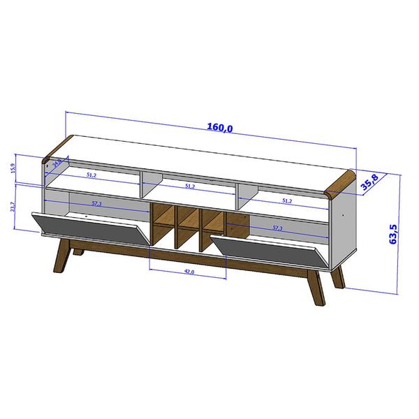 Imagem de Rack Com Nicho Adega Para Sala de Estar 02 Portas Larimar B02 160 cm Cinamomo Off White - Lyam Decor