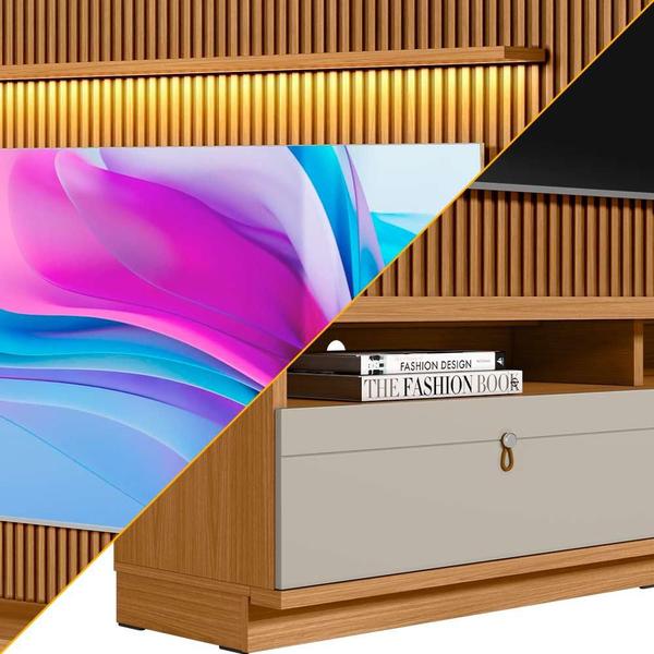 Imagem de Rack Com Painel Com Led Para TV Até 75 Polegadas Nature Off White Shop Jm