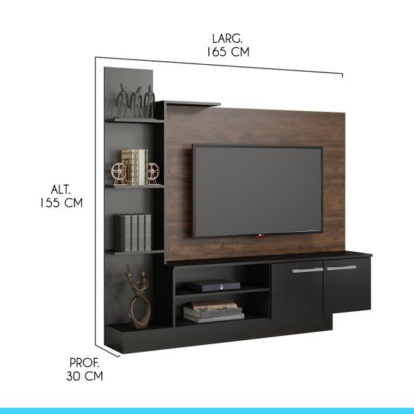 Imagem de Rack com Painel Completo para TV 50 Pol. 165 x 155 Cm MDP Castanho 0633 MENU