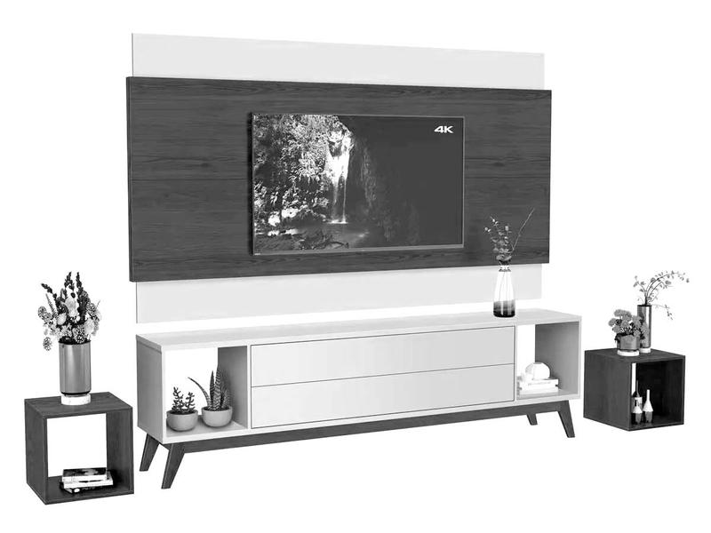 Imagem de Rack com Painel Delux 1.8 Off White com Nature - MoveisAqui