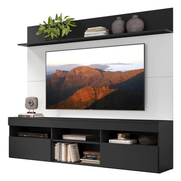 Imagem de Rack com Painel e Suporte para TV até 65" Multimóveis Madri FG3366 Preto/Branco