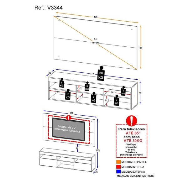 Imagem de Rack com Painel e Suporte TV 65" com 2 portas Londres Multimóveis V3344