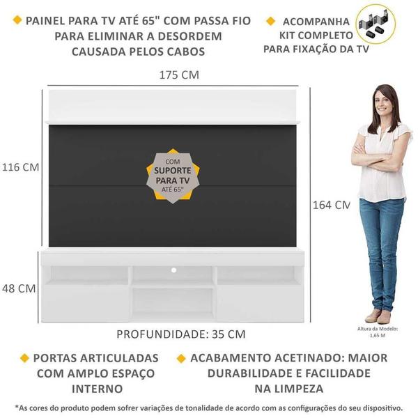 Imagem de Rack com Painel e Suporte TV 65" Madri Multimóveis V3366