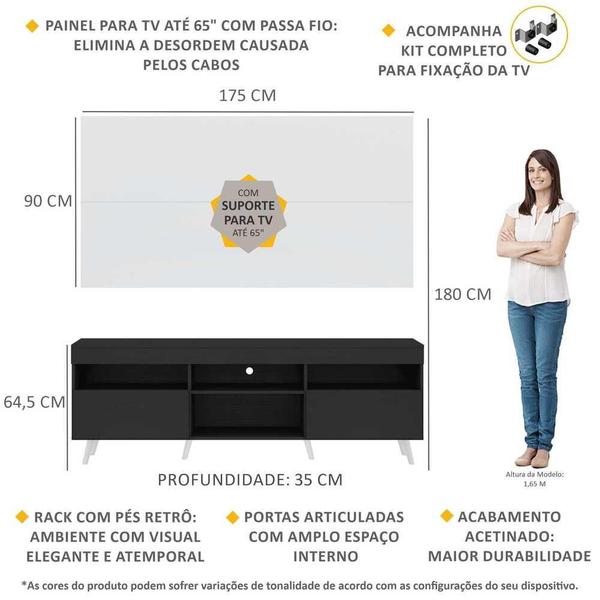 Imagem de Rack com Painel e Suporte TV 65" Retrô Londres Multimóveis V3347