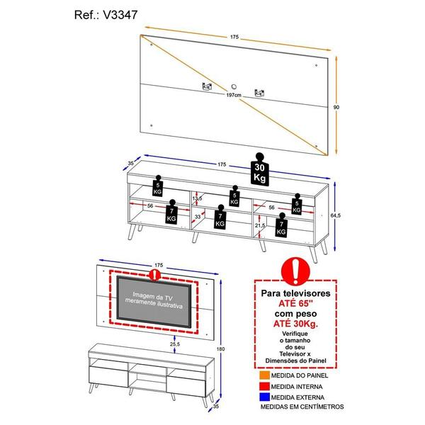 Imagem de Rack com Painel e Suporte TV 65" Retrô Londres Multimóveis V3347