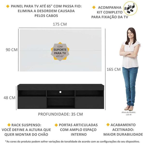 Imagem de Rack com Painel e Suporte TV 65" Suspenso Londres Multimóveis V3346