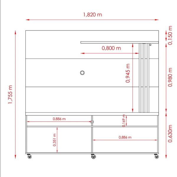 Imagem de Rack com Painel Frizz Para TV até 65 Polegadas Cor Cumaru - Madetec