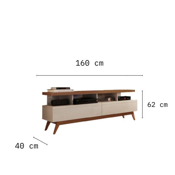 Imagem de Rack com Painel Germai Vivare Wood 1,6 Off White/Freijó TV 55"