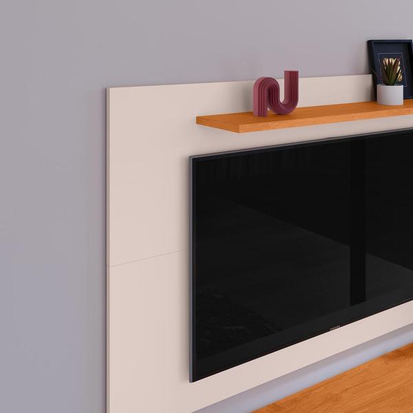 Imagem de Rack com Painel Home Theater Estante TV 48 Polegada Nicho Multiuso Aparador Objeto Porta Correr Prateleira Decoração Sala Quarto Retrô Samba - RPM