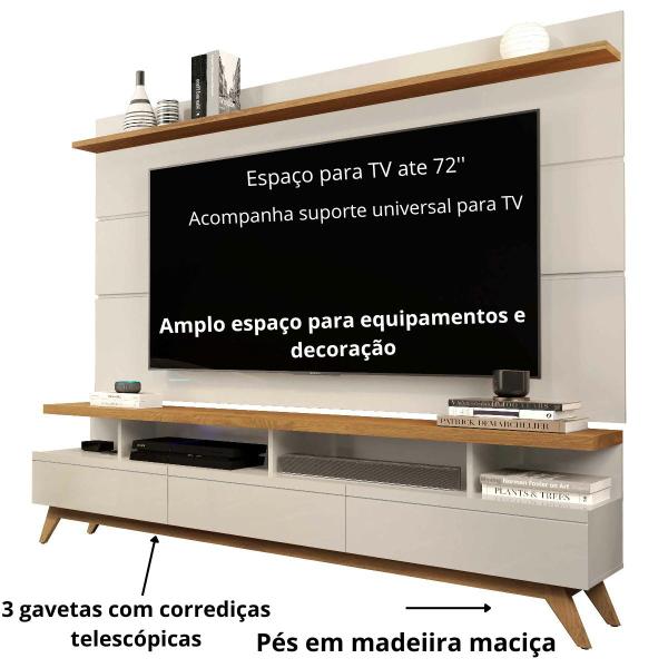 Imagem de Rack com Painel p/ TV ate 72" Vivare 1.80 Off Whithe/Nature