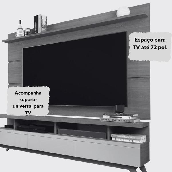 Imagem de Rack com Painel Para Sala Vivare Wood 1.8 Tv 72 Pol. - 3 Gav