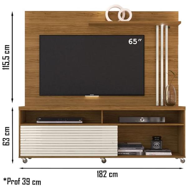 Imagem de Rack Com Painel Para TV 65 Polegadas 7091 Naturale Off White Madetec