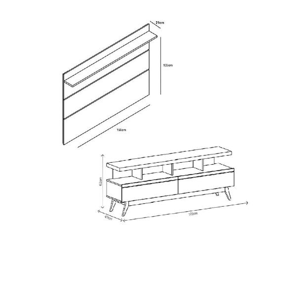 Imagem de Rack com Painel para TV 65" Sala Vivare Wood 1,60 Giga Móveis