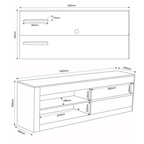 Imagem de Rack com Painel para TV Até 55 Polegadas 2 Gavetas Giz Seda/Off White - Viero Móveis