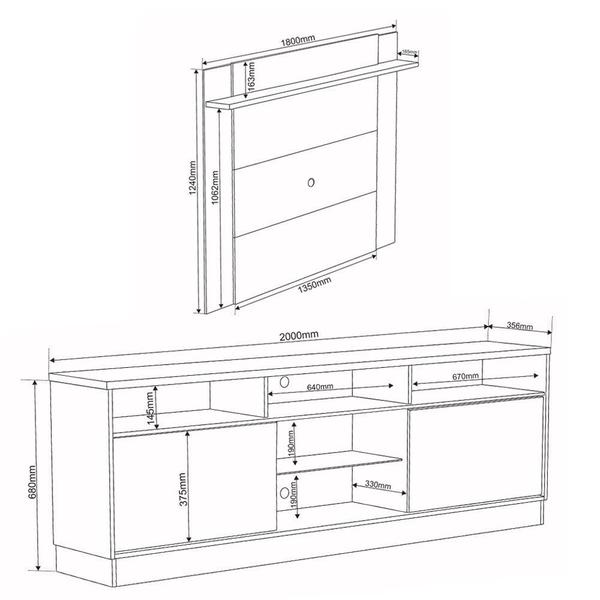 Imagem de Rack com Painel para TV Até 55 Polegadas 2 Portas Kelvin Off White/Seda - Viero Móveis