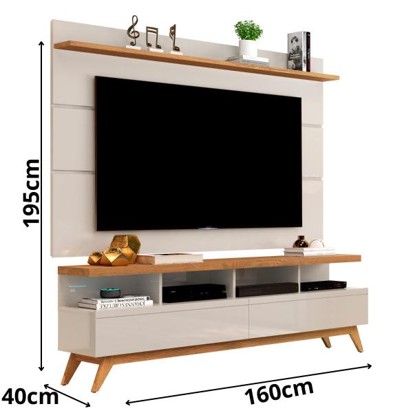 Imagem de Rack Com Painel para TV até 60" 1.6 Vivare Off White/Nature