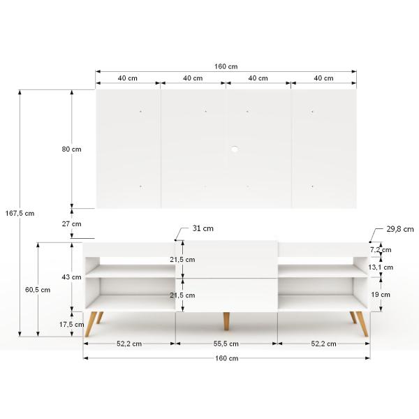 Imagem de Rack com Painel para TV Até 60 Polegadas Milão 1 Porta 2 Prateleiras Branco - Panorama Móveis