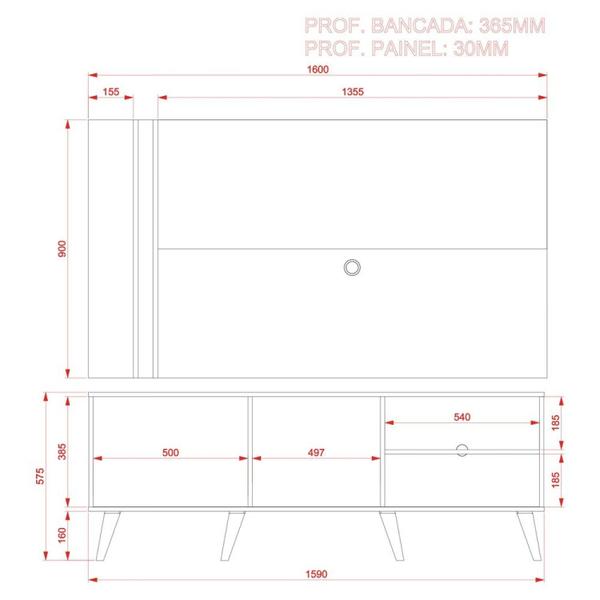 Imagem de Rack com Painel para TV até 65 Polegadas 2 Portas Cronos Madetec