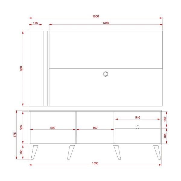 Imagem de Rack com Painel para TV até 65 Polegadas 2 Portas Cronos Madetec