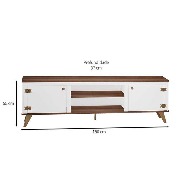 Imagem de Rack com Painel para TV até 65 Polegadas Cambridge Branco e Madeirado