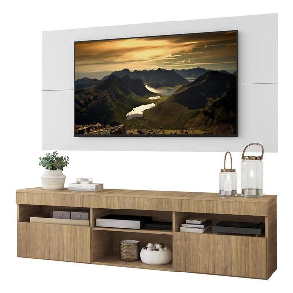 Imagem de Rack com Painel para TV até 65" Suspenso com 2 Portas Londres Multimóveis Rustic/Branco