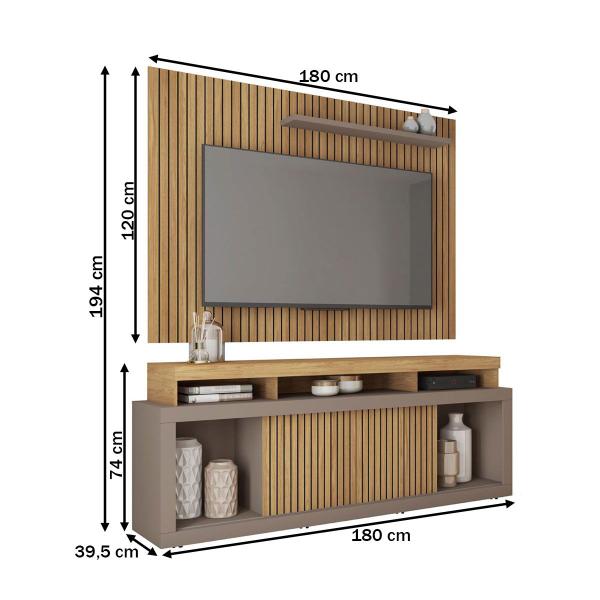 Imagem de Rack com Painel para TV até 70 Polegadas Aegon Buriti/Fendi - Caemmun