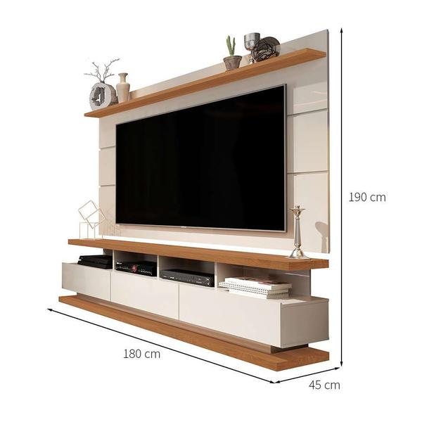 Imagem de Rack com Painel para TV até 72 Polegadas Vivare I Off White e Nature 180 cm